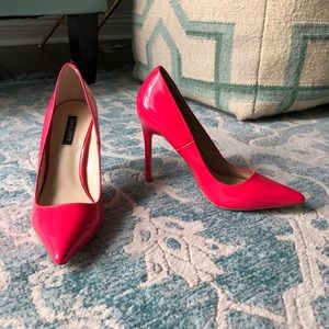 Shoemint Hot Pink Neon Patent Pumps